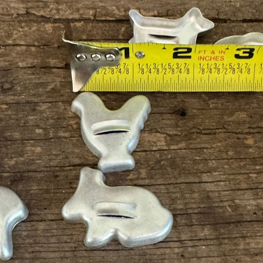 Vintage Miniature Aluminum Animal Cookie Cutters Set Farmhouse Decor Primitive